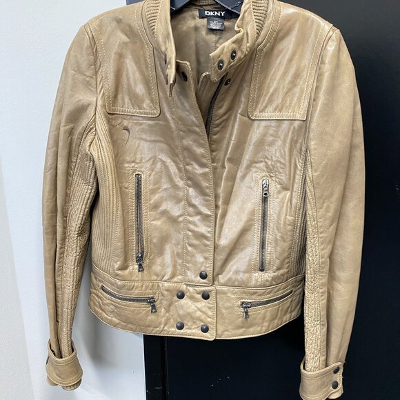 DNKY 100 % Lamb Leather From New Zealand Jacket Size 6 - Picture 1 of 12